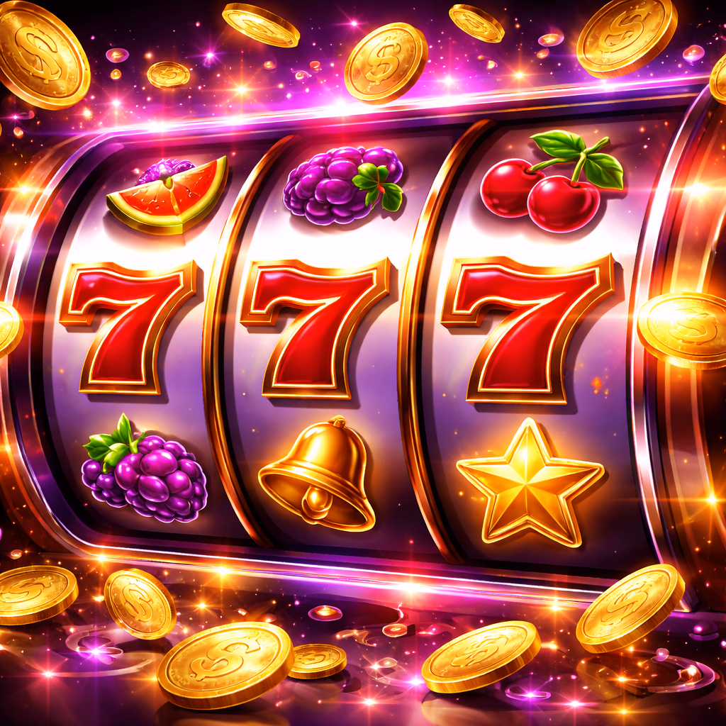 Smiling player engaging with vivid online slot reels showing lucky sevens and bonus icons on TK688